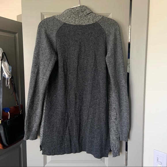 Theory Gray Colorblock Cashmere Open Front Cardigan Sz M - Picture 2 of 5